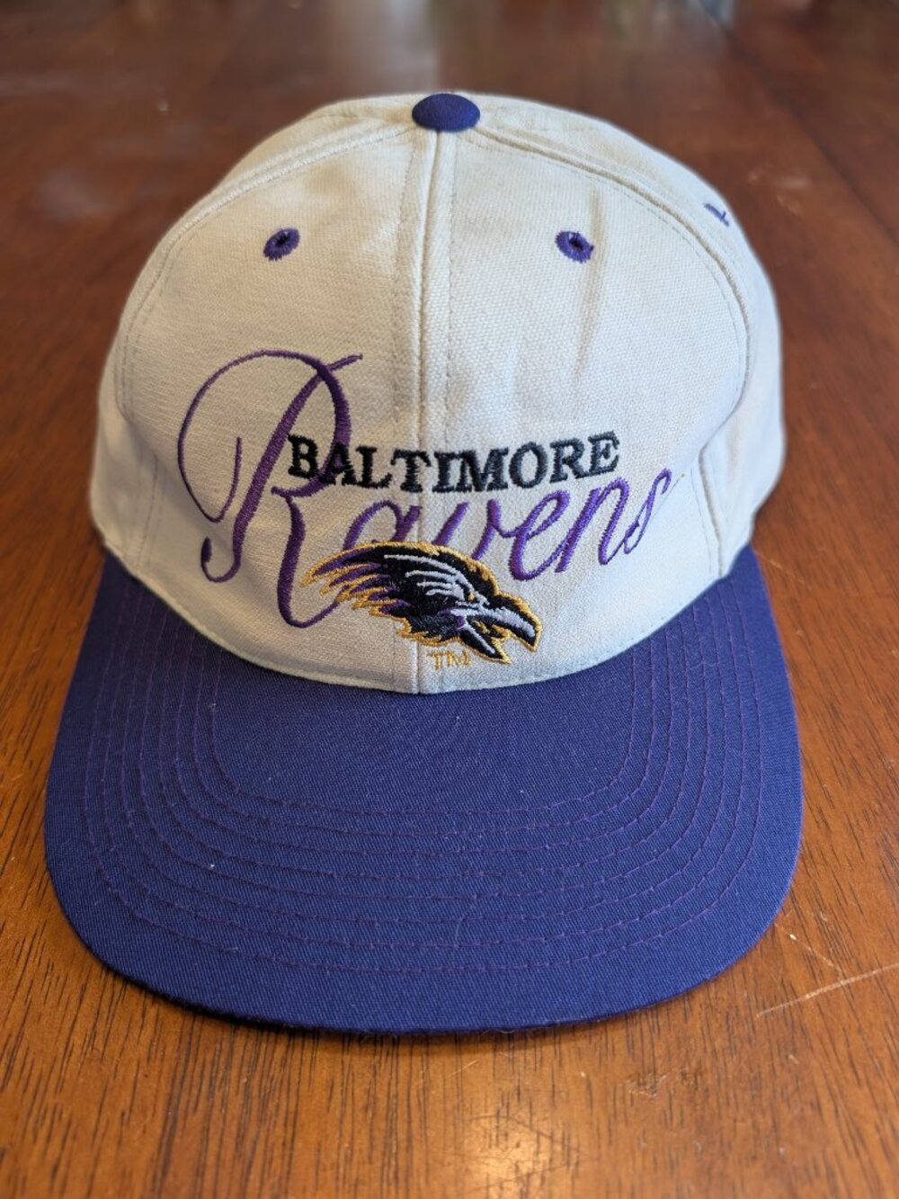 1996 Baltimore Ravens Script Drew Peterson Strapback Hat - Size OS
